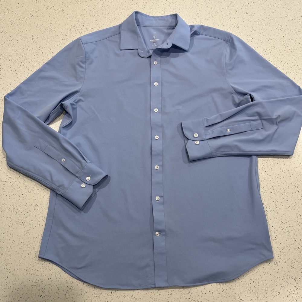 Bluffworks Zenith Dress Shirt Men XLT Tall Blue Slim Fit Performance